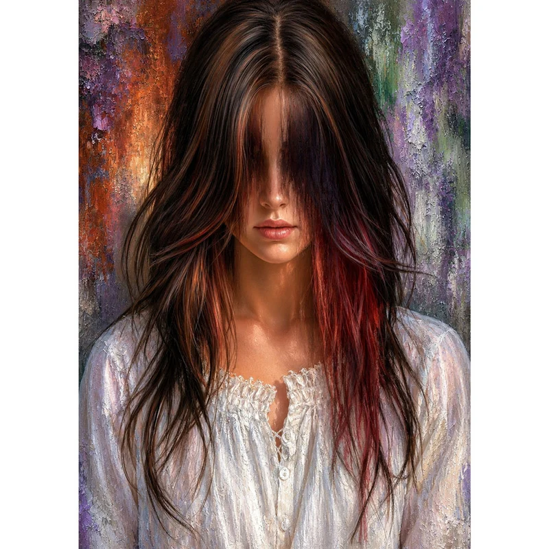 5D Diamond Painting – Valeria mit verborgenem Blick