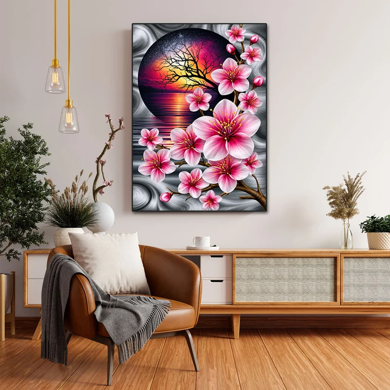 5D Diamond Painting – Sakura im Licht der Abendsonne
