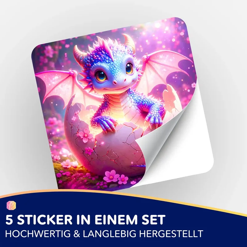 Aufkleber 5er-Set - Dragon Sunny