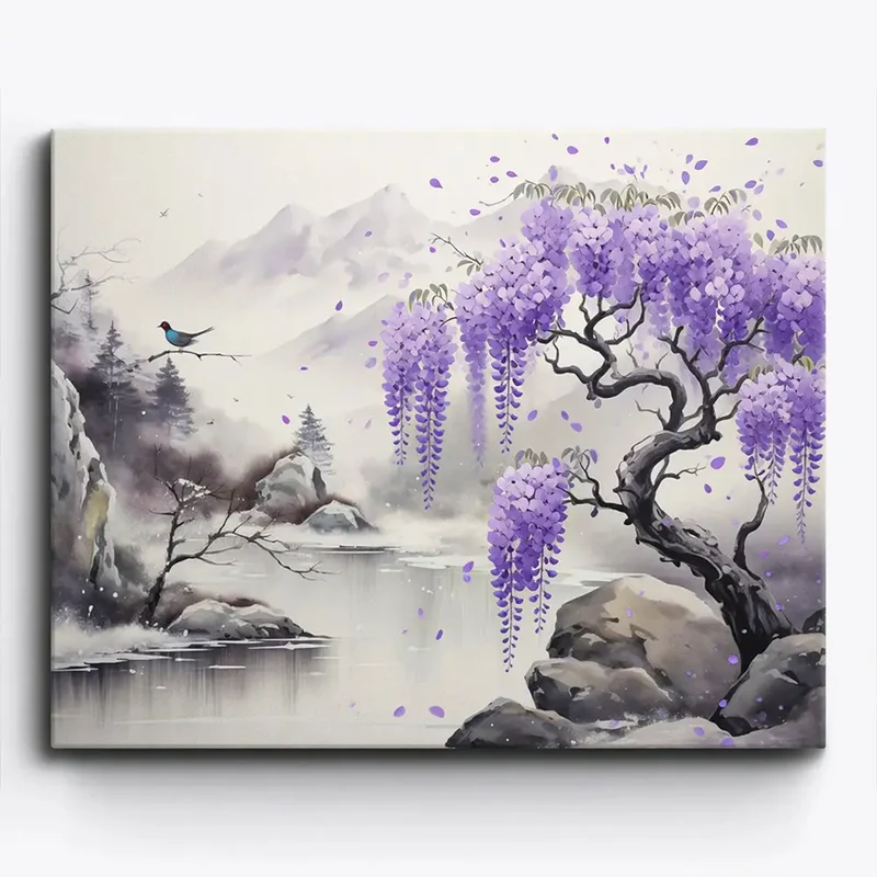 Malen nach Zahlen - Blüten im Nebel