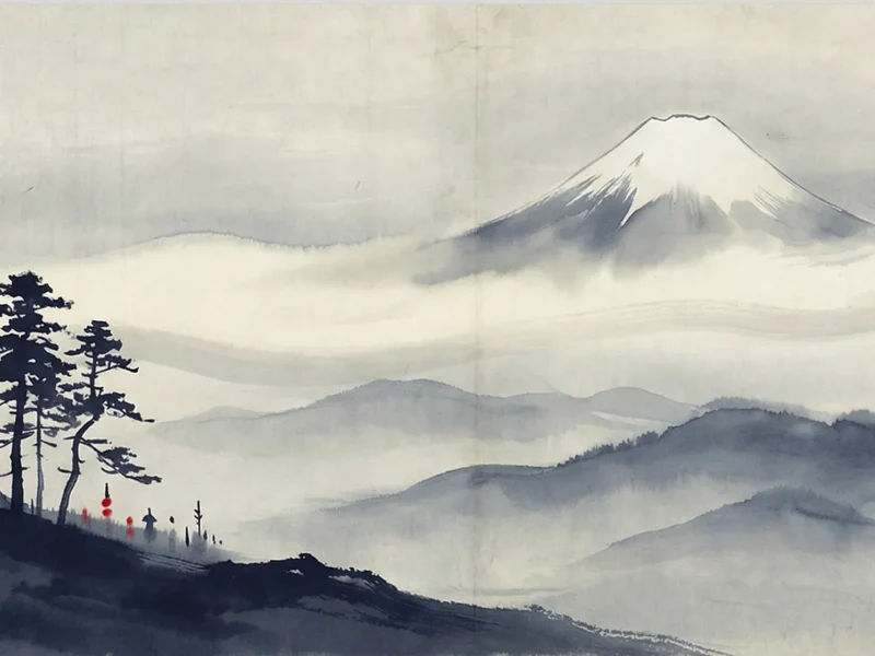 Malen nach Zahlen Fuji über dem Nebel Japan