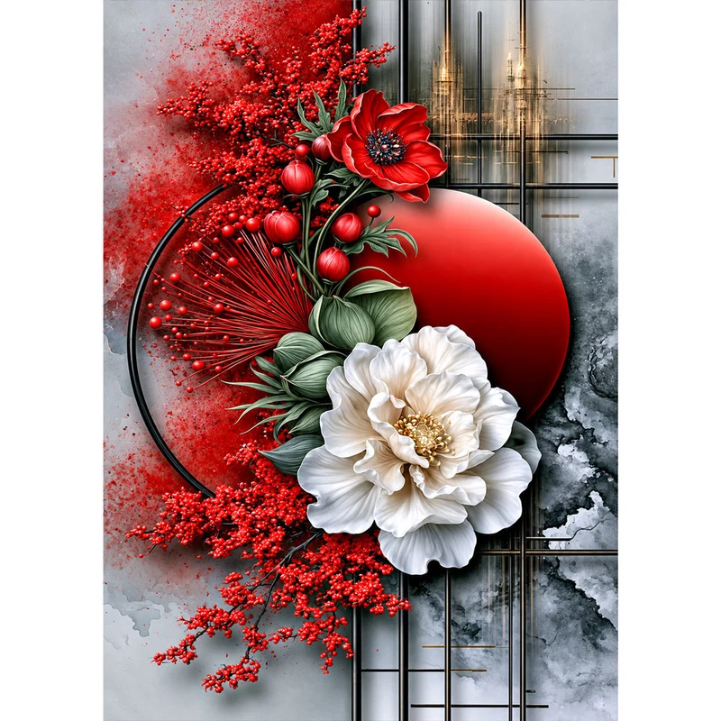 5D Diamond Painting – Rubinblüte der Eleganz