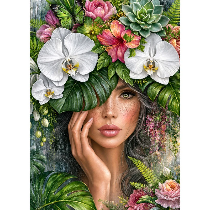 5D Diamond Painting – Elara im Garten der Orchideen