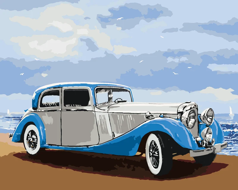 Diamond painting - RETRO AUTO AM MEER