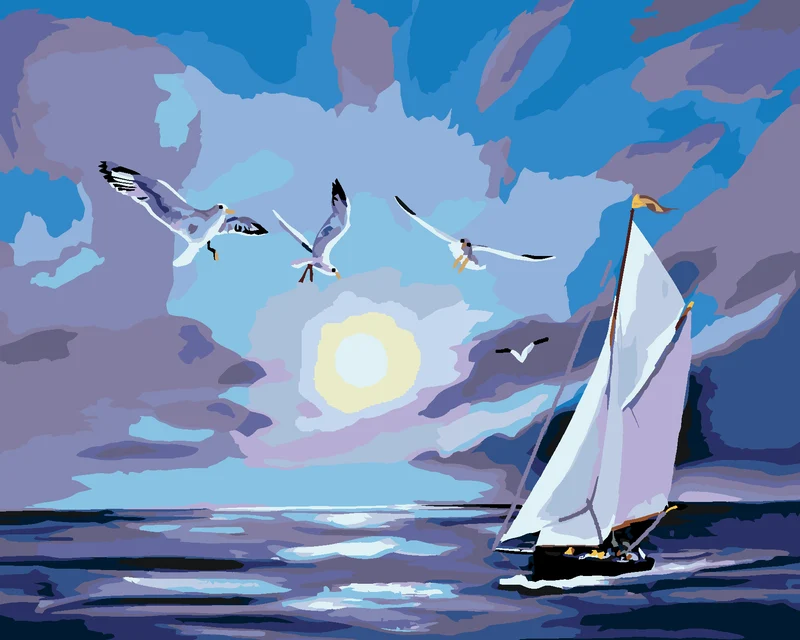 Diamond painting - MÖWE ÜBER DEM MEER (D. RUSTY RUST)