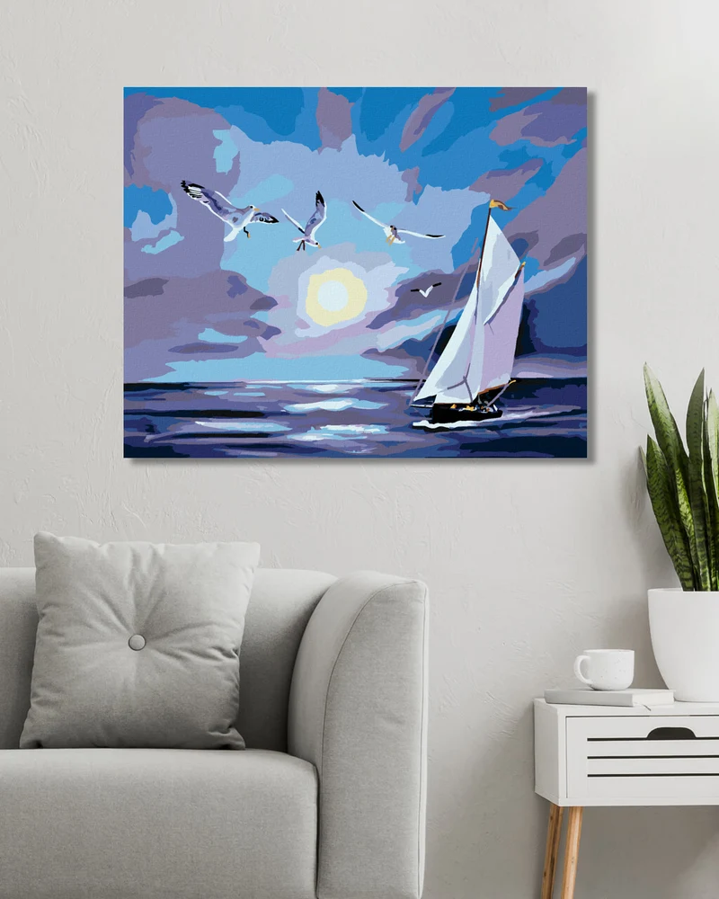 Diamond painting - MÖWE ÜBER DEM MEER (D. RUSTY RUST)