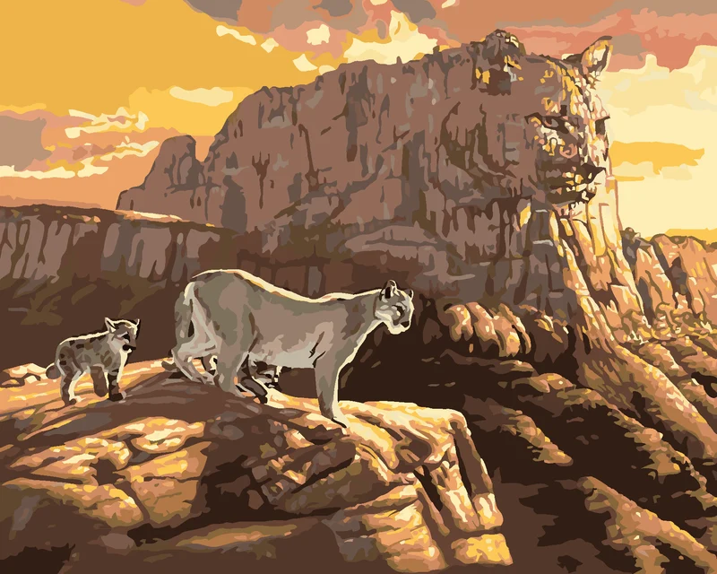 Diamond painting - PUMA, FELSEN UND SONNENUNTERGANG (D. RUSTY RUST)