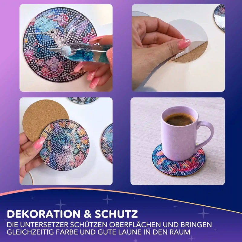 Diamond Painting - Untersetzer Bunte Tierwelt