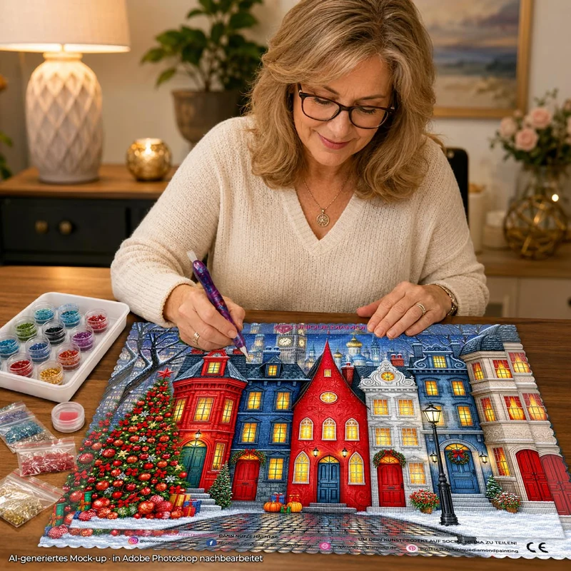 5D Diamond Painting – Weihnachtslichter der Zauberstadt