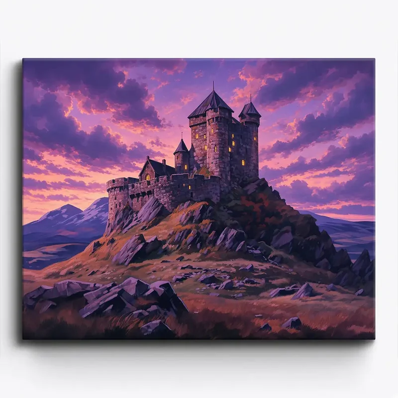 Malen nach Zahlen - Burg im Abendglanz