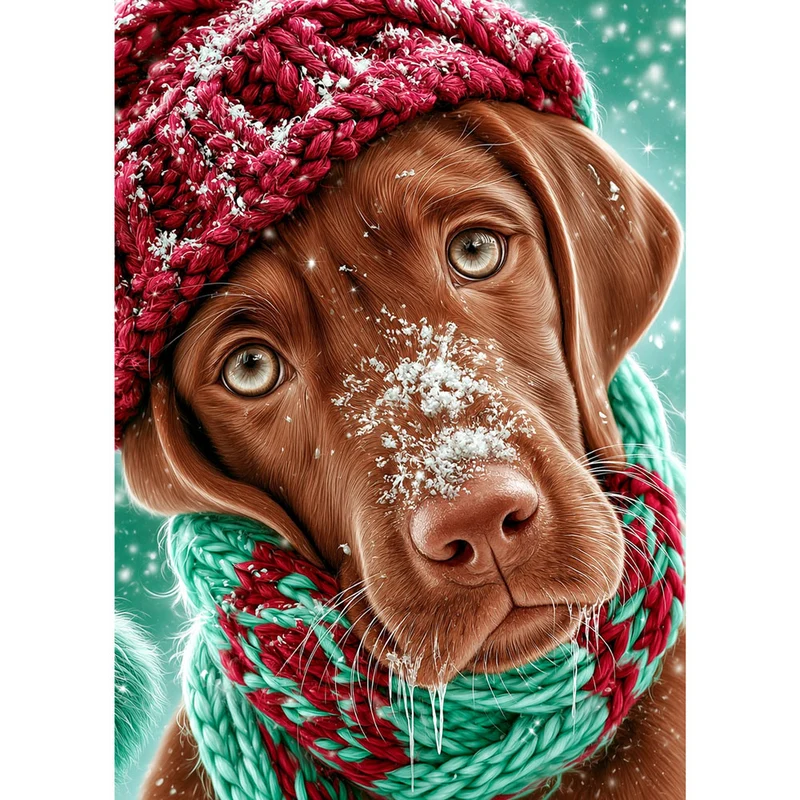 5D Diamond Painting – Bruno und die Schneeflockennase