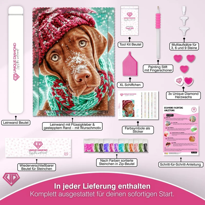 5D Diamond Painting – Bruno und die Schneeflockennase