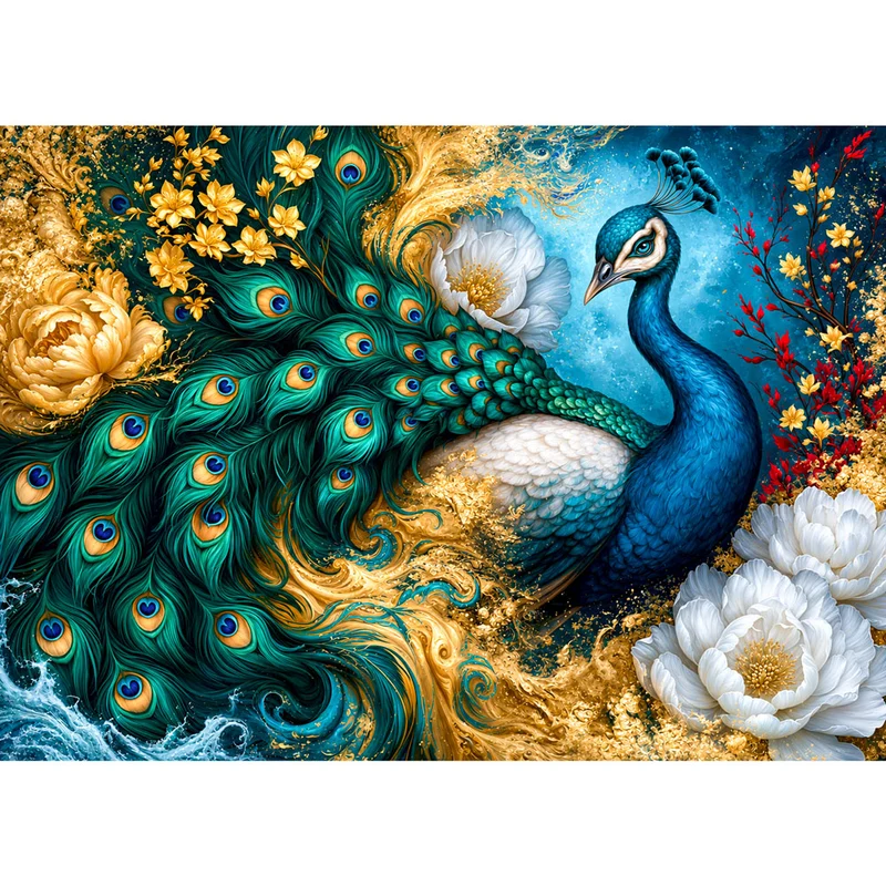 5D Diamond Painting – Peacock of Golden Tides