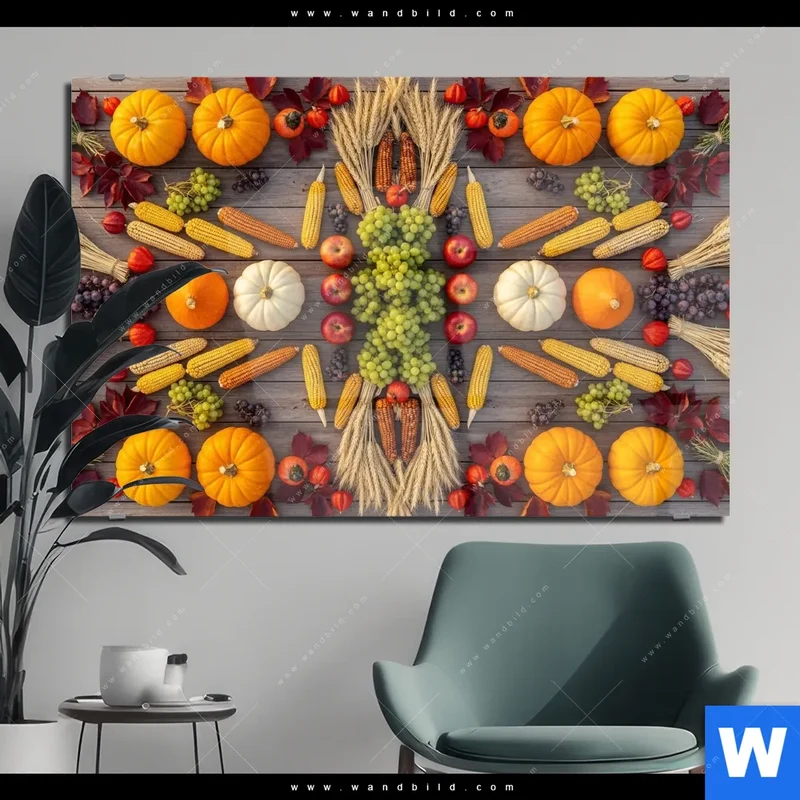 Acrylglasbild | Herbsternte Symmetrie in Bunt | Querformat
