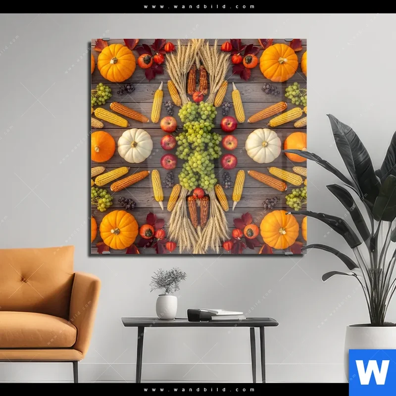 Acrylglasbild | Herbsternte Symmetrie in Bunt | Quadrat