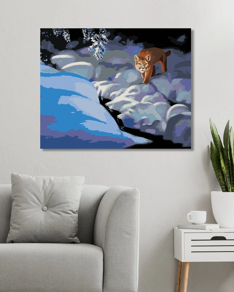 Diamond painting - PUMA IM SCHNEE UND FLUSS (D. RUSTY RUST)
