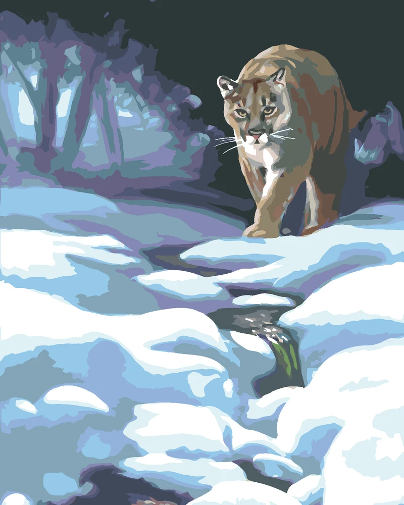 Diamond painting - PUMA IM SCHNEE (D. RUSTY RUST)