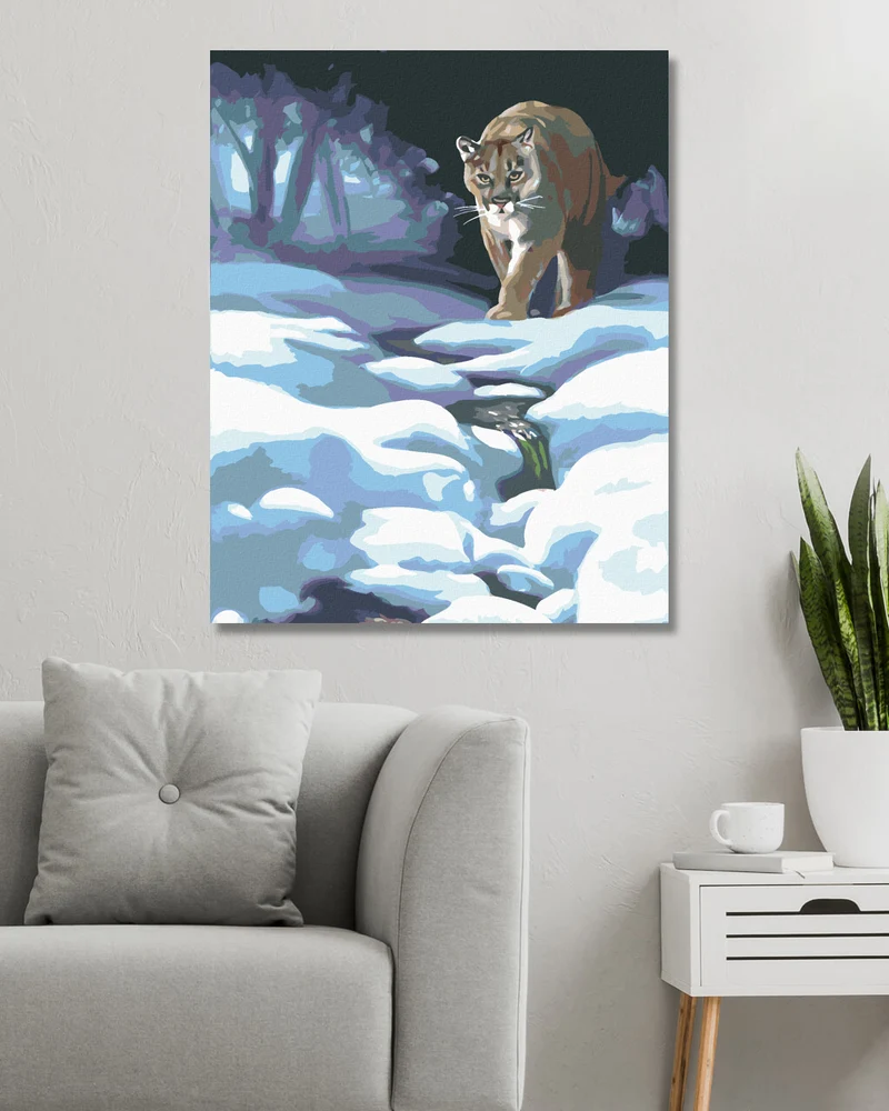 Diamond painting - PUMA IM SCHNEE (D. RUSTY RUST)