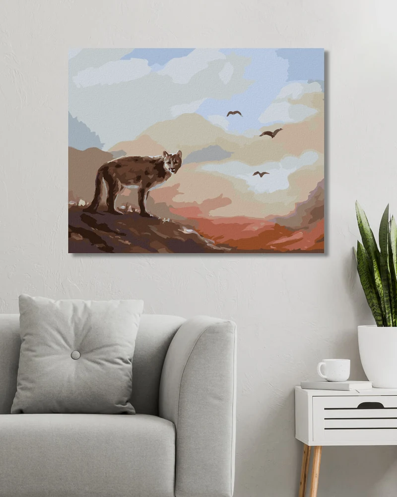 Diamond painting - PUMA, VÖGEL UND SONNENUNTERGANG (D. RUSTY RUST)
