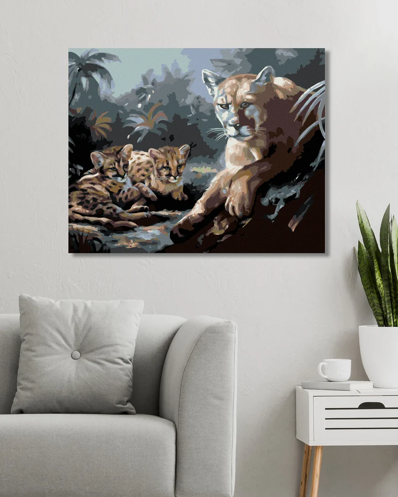 Diamond painting - PUMA MIT JUNGEN (D. RUSTY RUST)