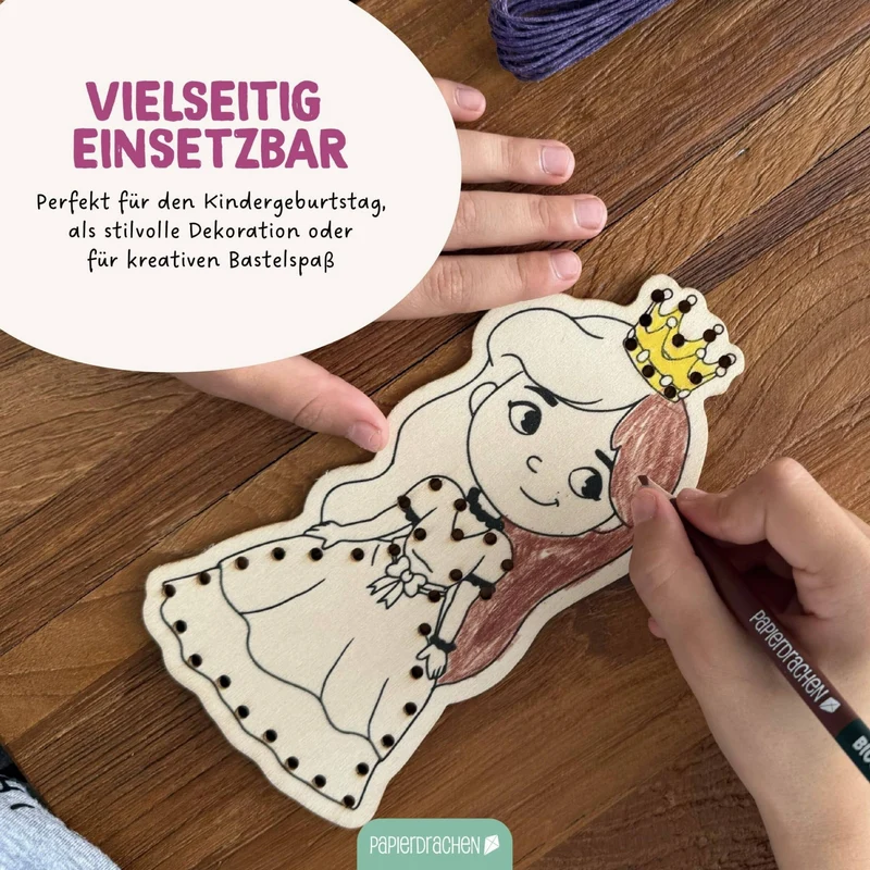 Papierdrachen DIY Fädelset aus Holz - Märchen & Traumwelten