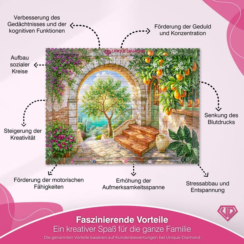 5D Diamond Painting – Sonnentor der Zitronengärten