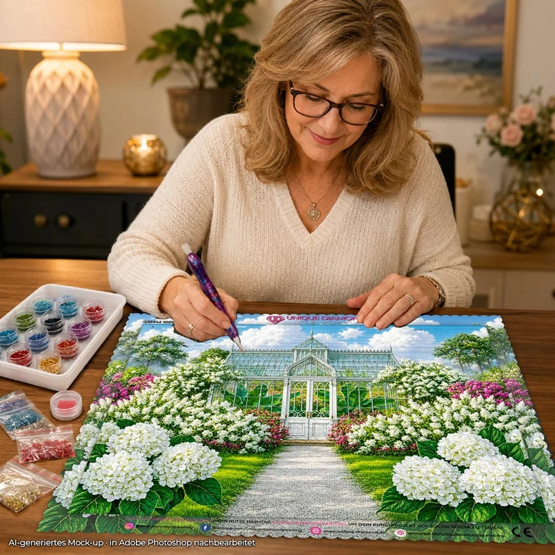 5D Diamond Painting – Blütenzauber im Glaspalast