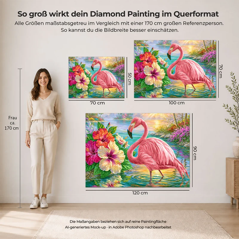 5D Diamond Painting – Flamingo im Hibiskusparadies