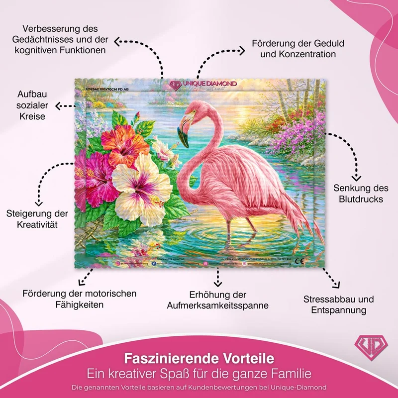 5D Diamond Painting – Flamingo im Hibiskusparadies