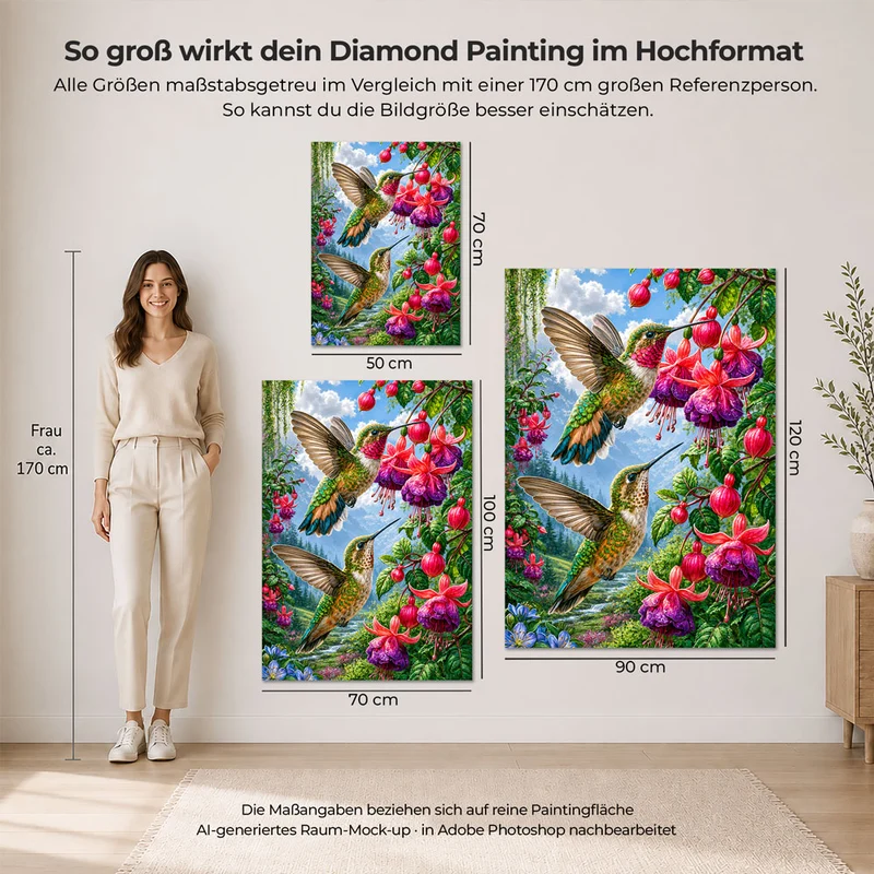 5D Diamond Painting – Kolibris im Fuchsiengarten
