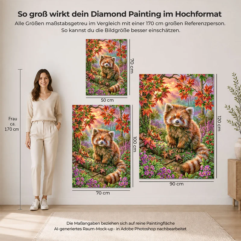 5D Diamond Painting – Roter Panda im goldenen Herbstwald