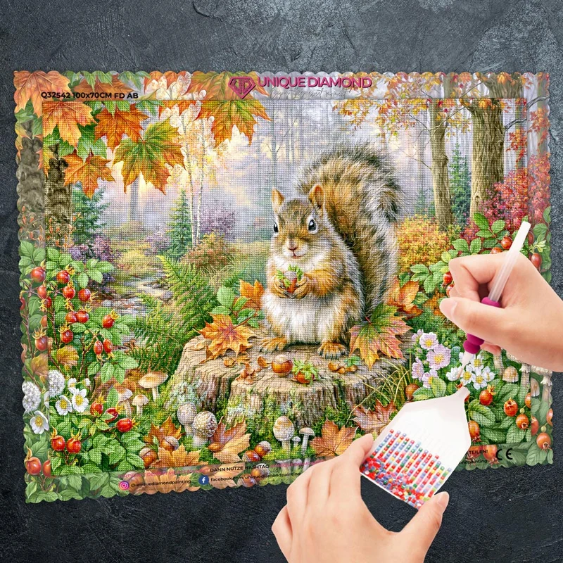 5D Diamond Painting – Goldpfötchen im Herbstzauber