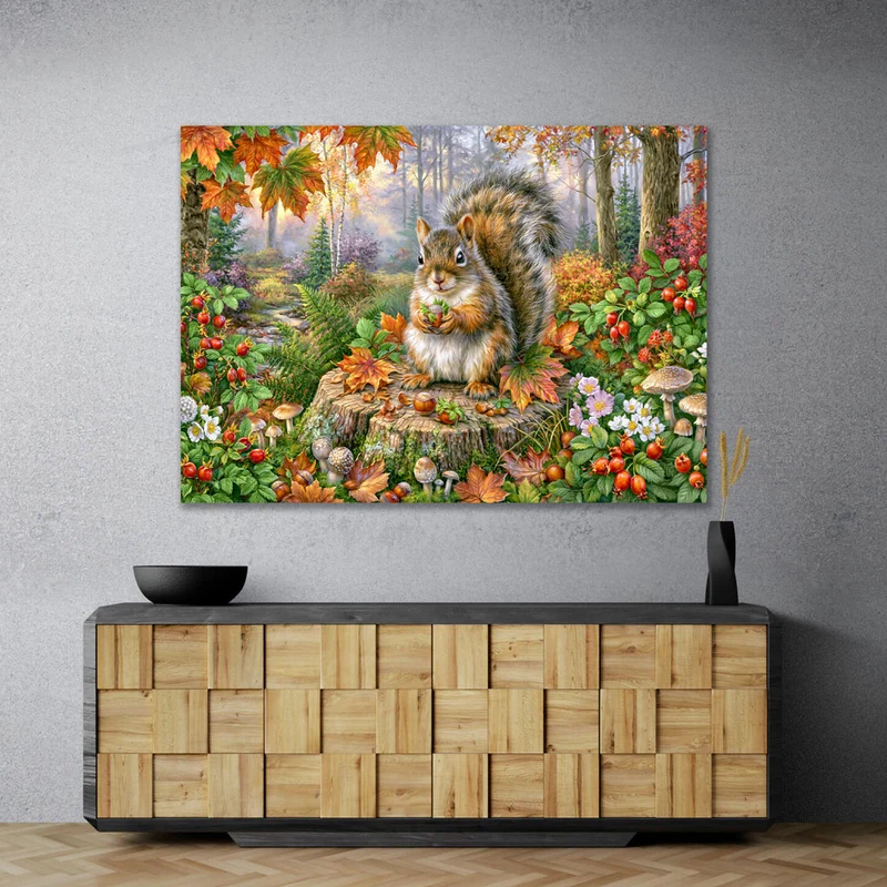 5D Diamond Painting – Goldpfötchen im Herbstzauber