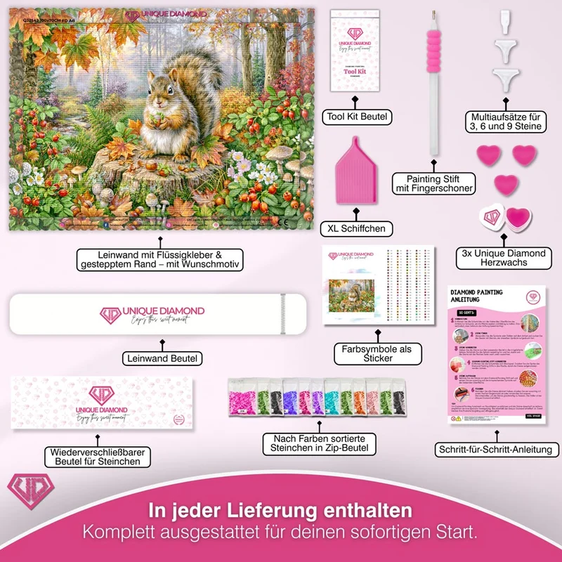 5D Diamond Painting – Goldpfötchen im Herbstzauber