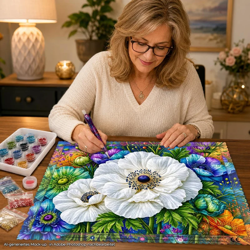 5D Diamond Painting – Moonlight Ivory Garden