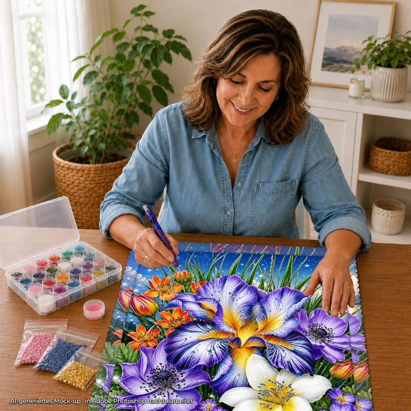 5D Diamond Painting – Starlit Iris Garden