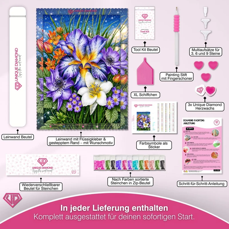 5D Diamond Painting – Starlit Iris Garden