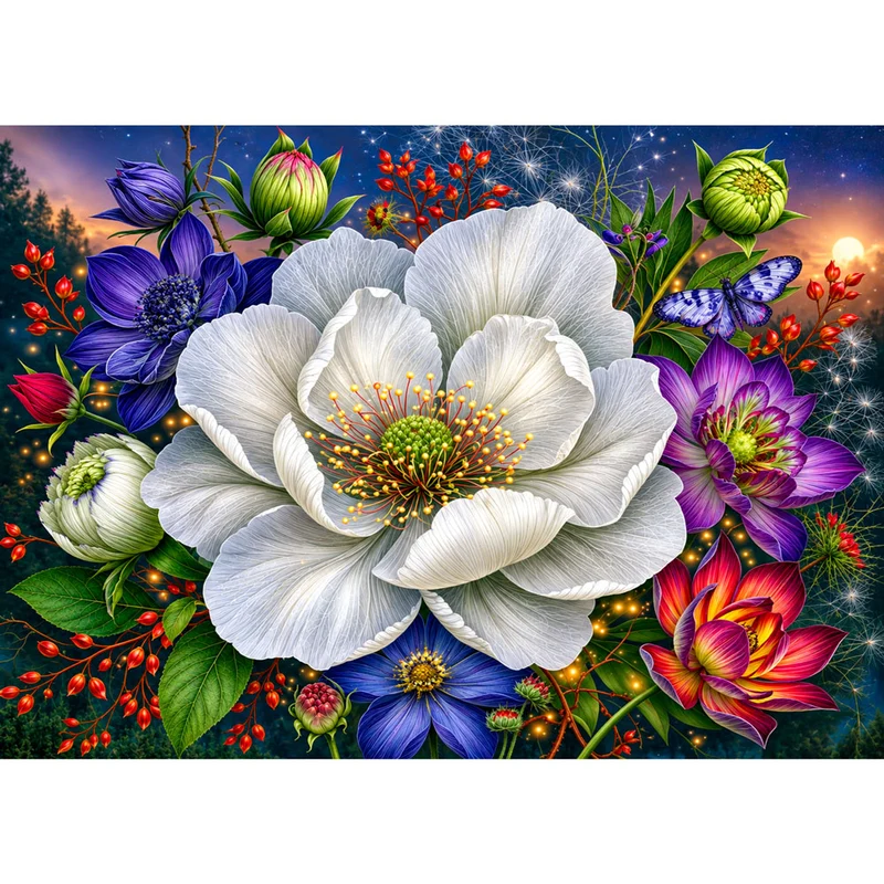 5D Diamond Painting – Moonlit Blossom Garden