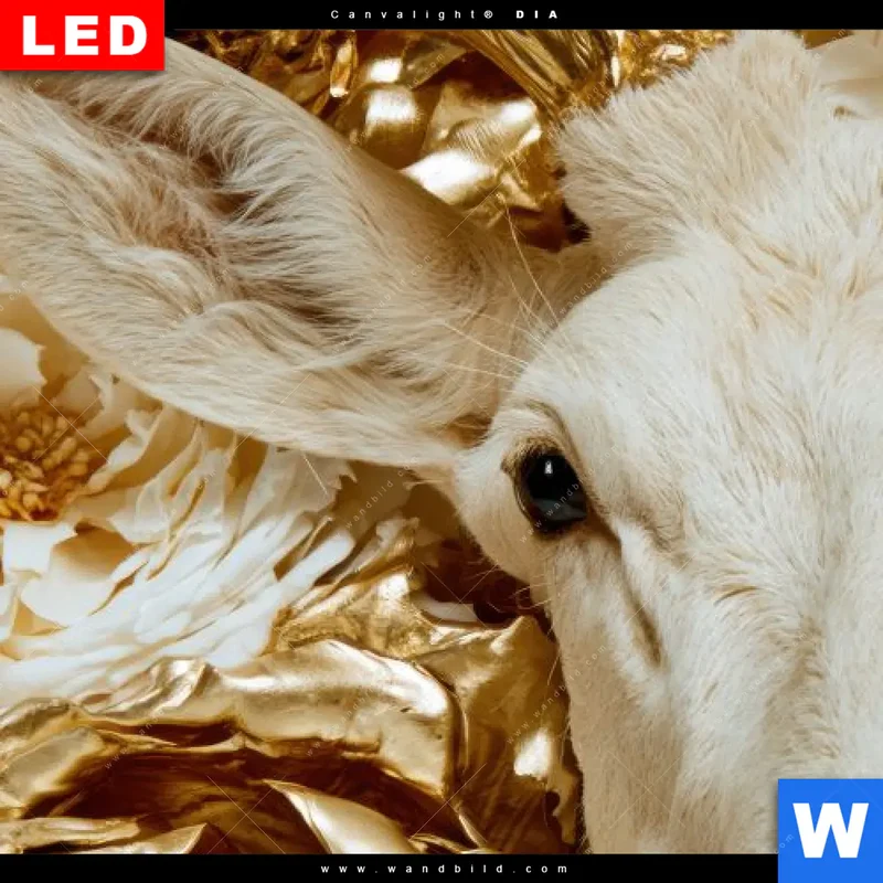 Leuchtbild Acrylglas Canvalight® DIA | Weißer Hirsch zwischen Rosen | Querformat