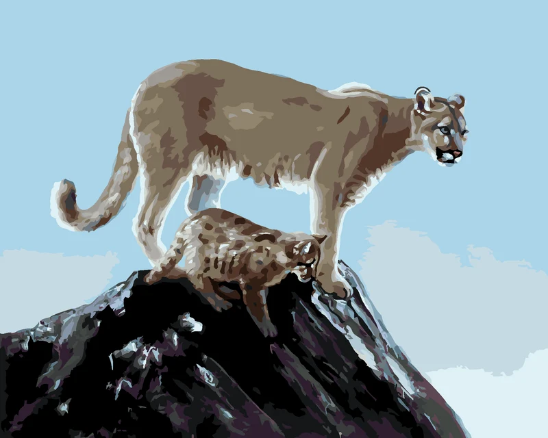 Diamond painting - PUMA MIT JUNGTIER (D. RUSTY RUST)