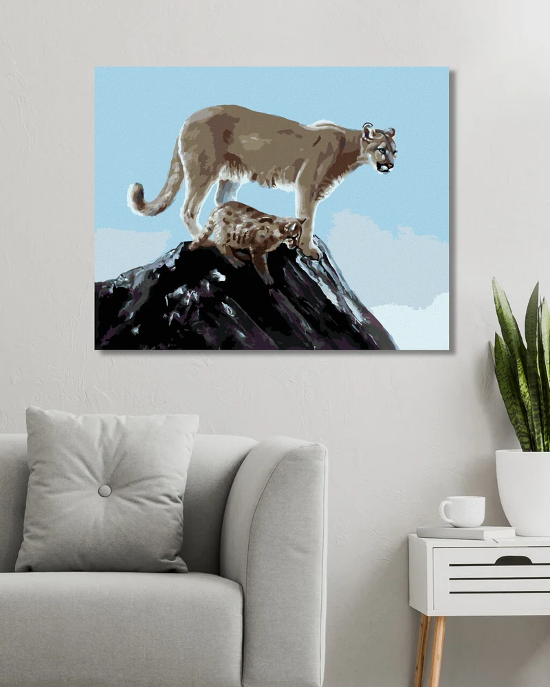 Diamond painting - PUMA MIT JUNGTIER (D. RUSTY RUST)