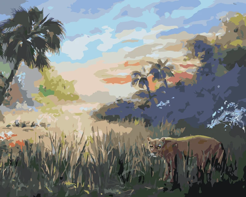 Diamond painting - PUMA UND PALMEN (D. RUSTY RUST)