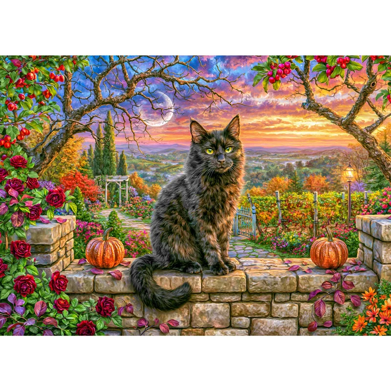 5D Diamond Painting – Samtpfote im Herbstgarten