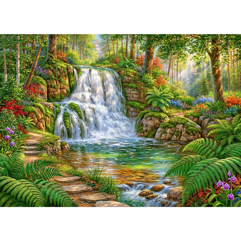 5D Diamond Painting – Verborgene Oase im Zauberwald