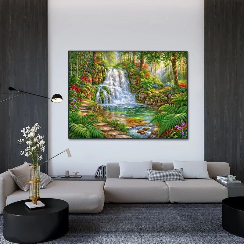 5D Diamond Painting – Verborgene Oase im Zauberwald