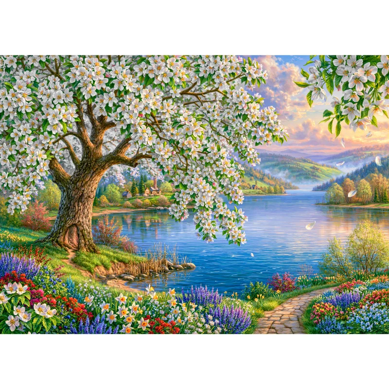 5D Diamond Painting – Blütenzauber am stillen See