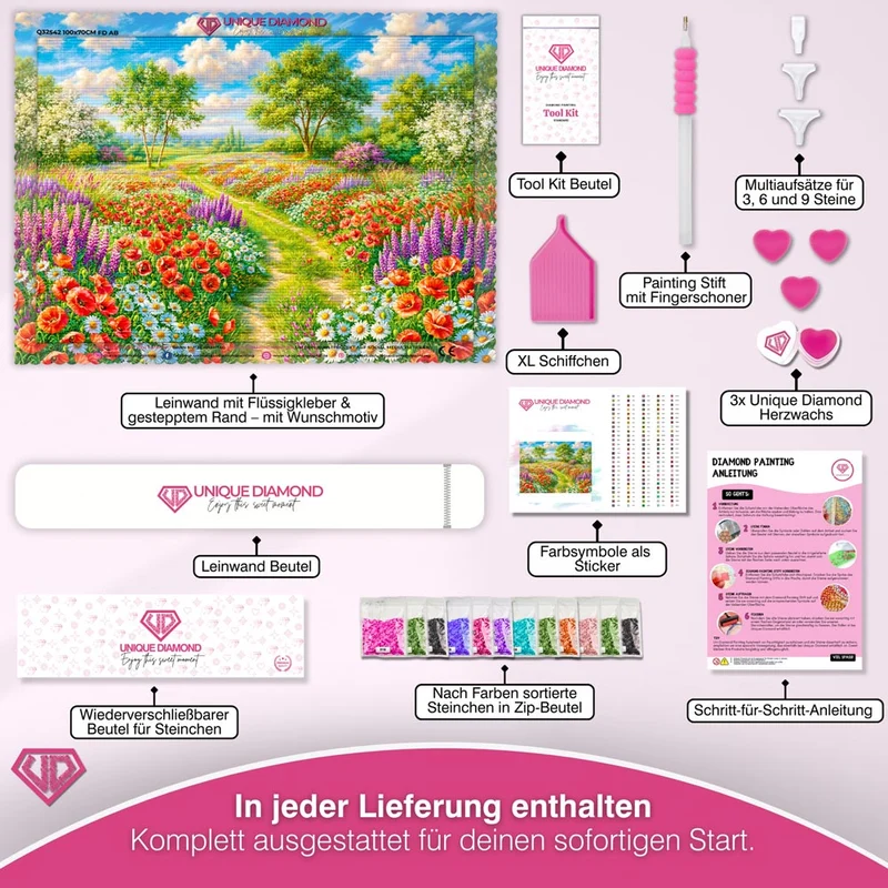 5D Diamond Painting – Maries blühender Sommerpfad