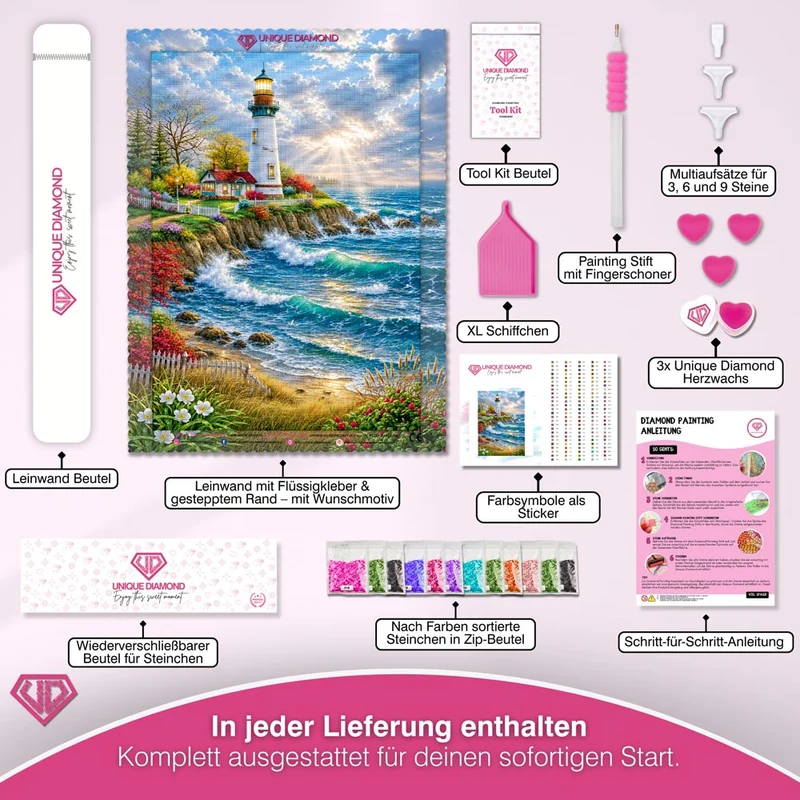5D Diamond Painting – Leuchtfeuer der Küstenträume