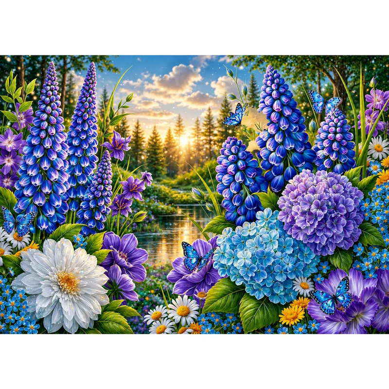 5D Diamond Painting – Blue Meadow Dreams