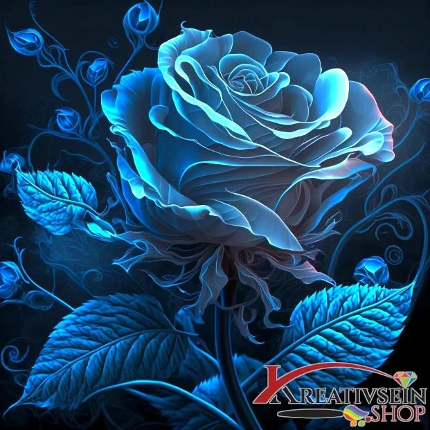 Blaue Rosenblüte - 5D DIY Diamond Painting